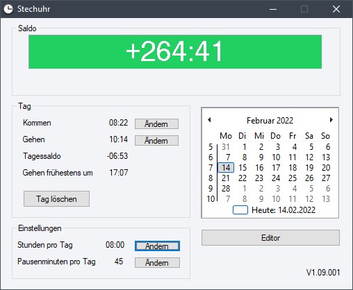 Stechuhr Screenshot